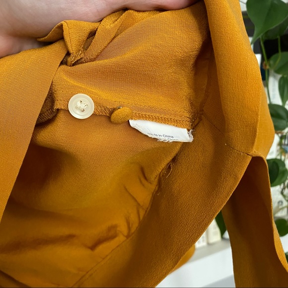 SOLD - Madewell Mustard Wrap Blouse 100% Silk - Picture 8 of 9